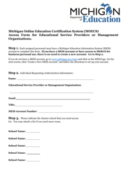 Michigan Online Education Certification System (Moecs) Access Form for Educational Service Providers or Management Organizations - Michigan