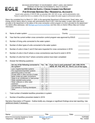 Document preview: Form EQP5969 Water Supply Cross Connection Report for Systems Serving Only Residential Accounts - Michigan