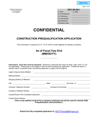 Form 1313 Construction Prequalification Application - Michigan