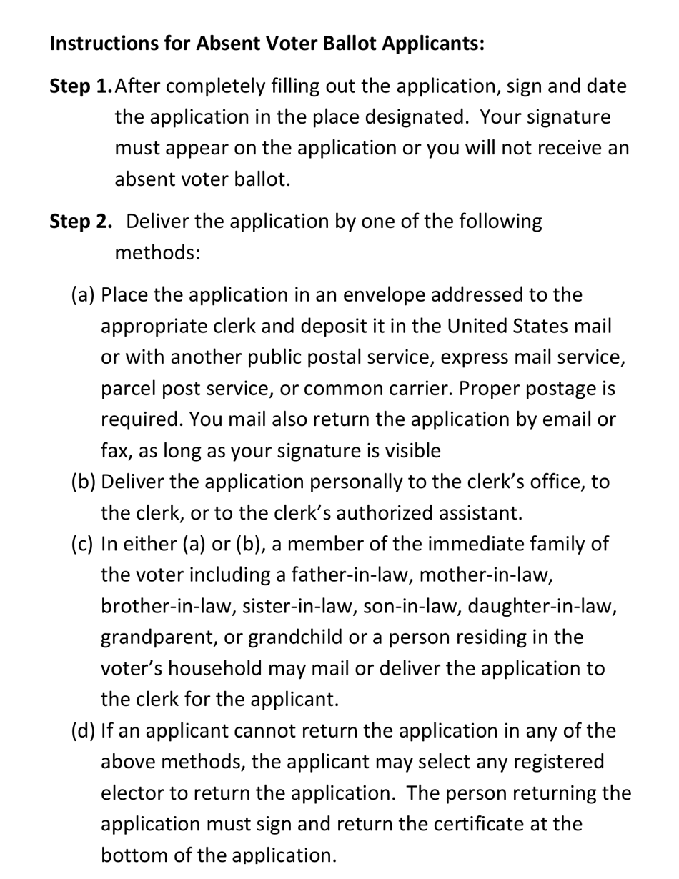 Michigan Absent Voter Ballot Application - Large Print - Michigan, Page 4
