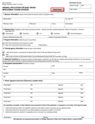 Document preview: Form DES-202 Original Application for Basic Driver Improvement Course Sponsor - Michigan
