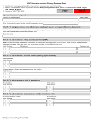 Bdic Sponsor Account Change Request Form - Michigan