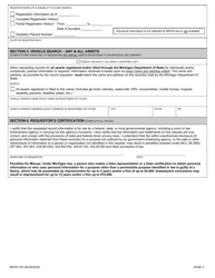 Form BDVR-155 Record Request for Michigan Governmental Agencies - Michigan, Page 2