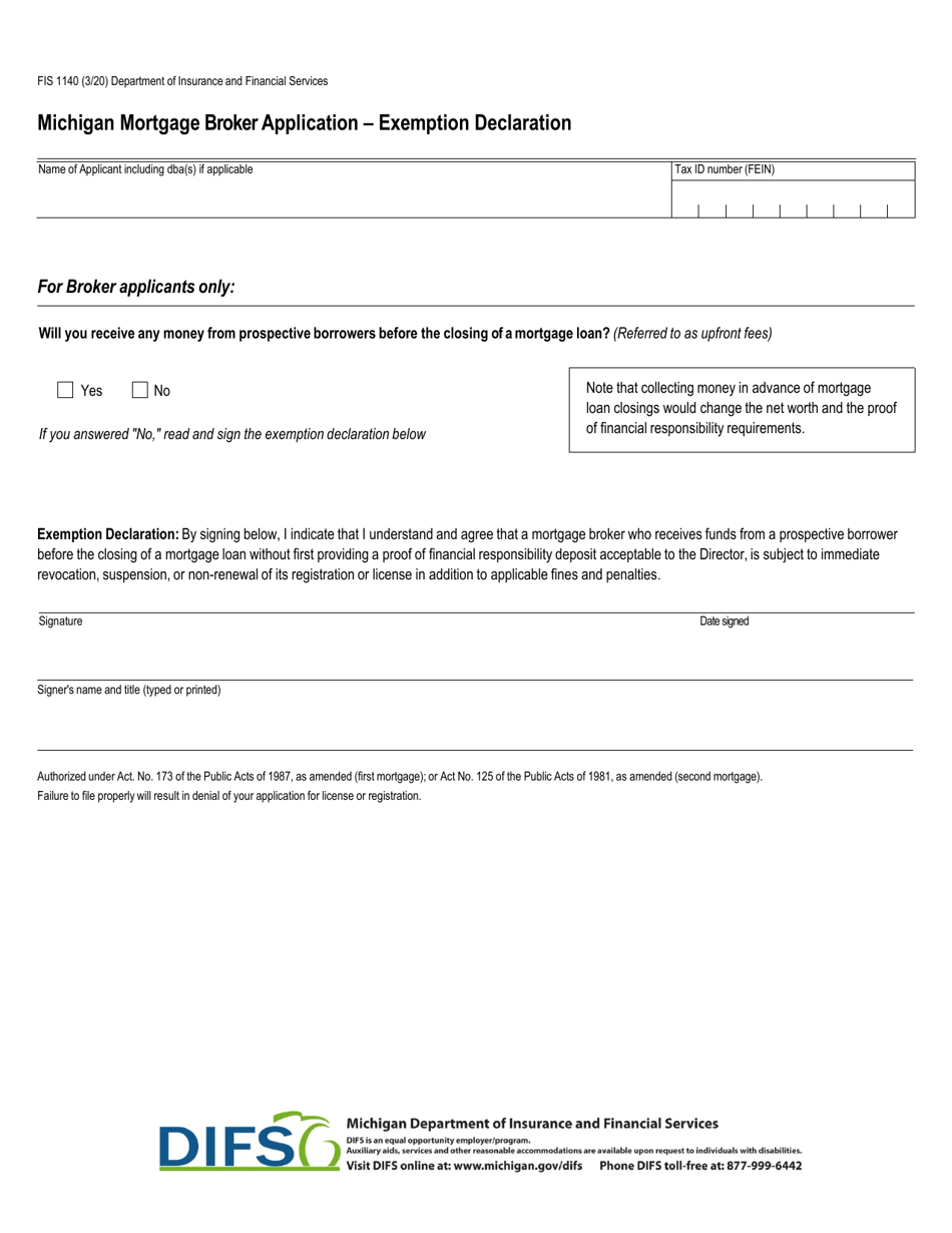 Form FIS1140 Fill Out, Sign Online and Download Fillable PDF