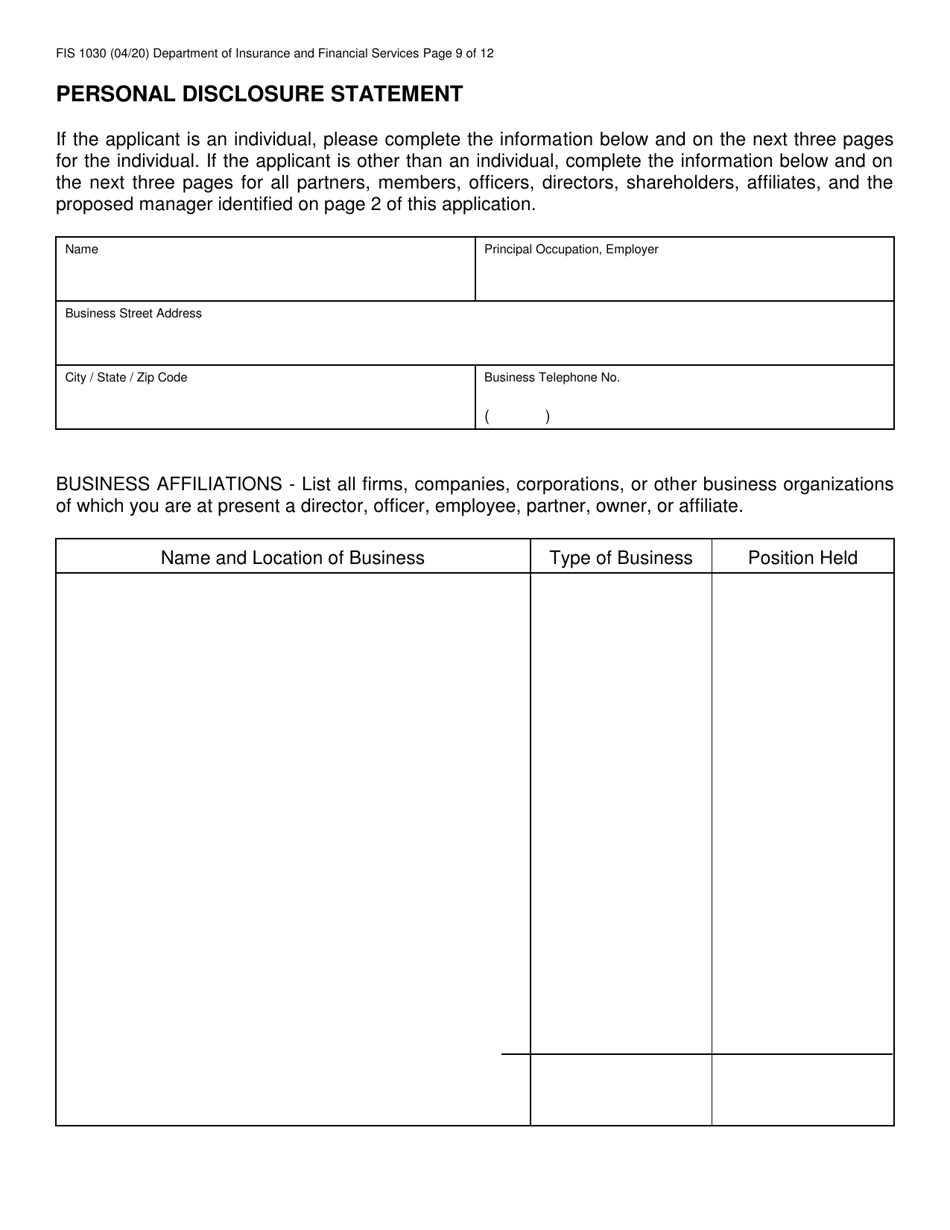 Form FIS1030 Credit Card License Application - Michigan, Page 13