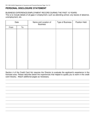 Form FIS1030 Credit Card License Application - Michigan, Page 14