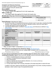 Form FIS0318 Complaint and Grievance Summary - Michigan