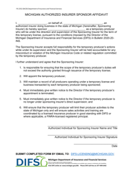 Document preview: Form FIS2352 Michigan Authorized Insurer Sponsor Affidavit - Michigan