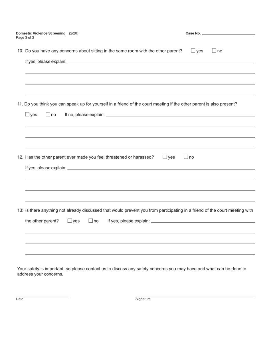 Form FOC124 Domestic Violence Screening - Michigan, Page 3