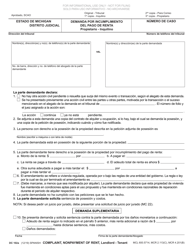 Document preview: Formulario DC102A Demanda Por Incumplimiento Del Pago De Renta Propietario - Inquilino - Michigan (Spanish)