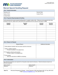 Form 0802-02.01F &quot;Warrant Special Handling Request&quot; - Minnesota
