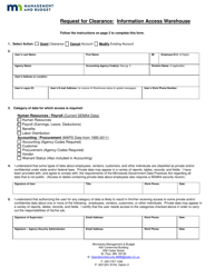 &quot;Request for Clearance: Information Access Warehouse&quot; - Minnesota