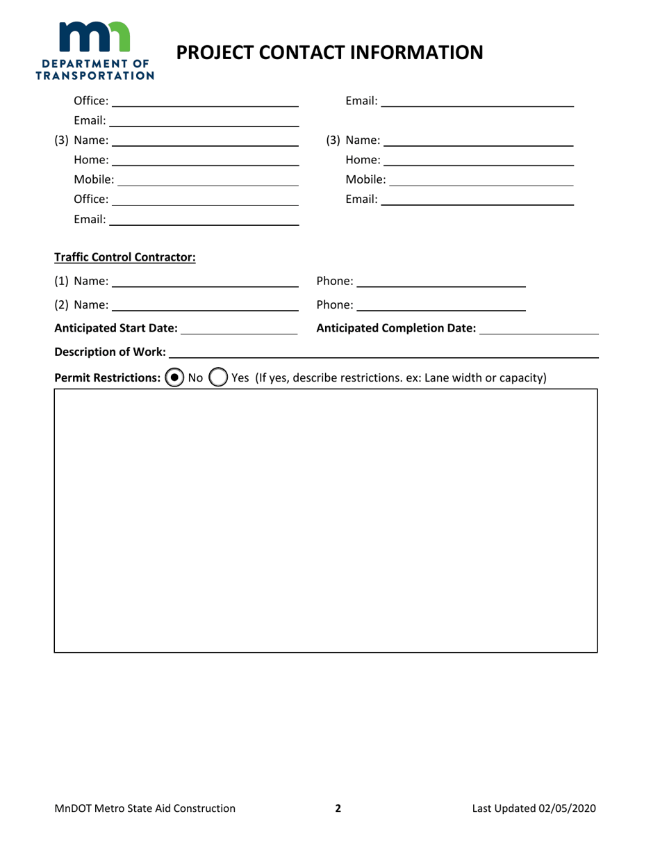 Project Contact Information - Minnesota, Page 2