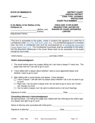 Document preview: Form CHP904 Child Age 10 or Older Request for Lawyer or Waiver of Court-Appointed Lawyer - Minnesota