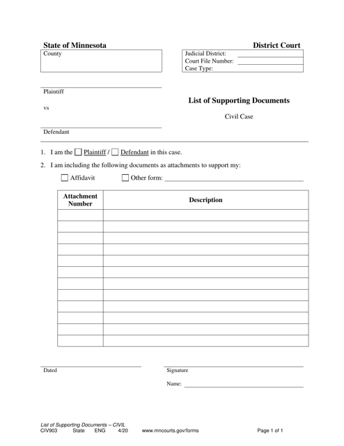 Form CIV903  Printable Pdf