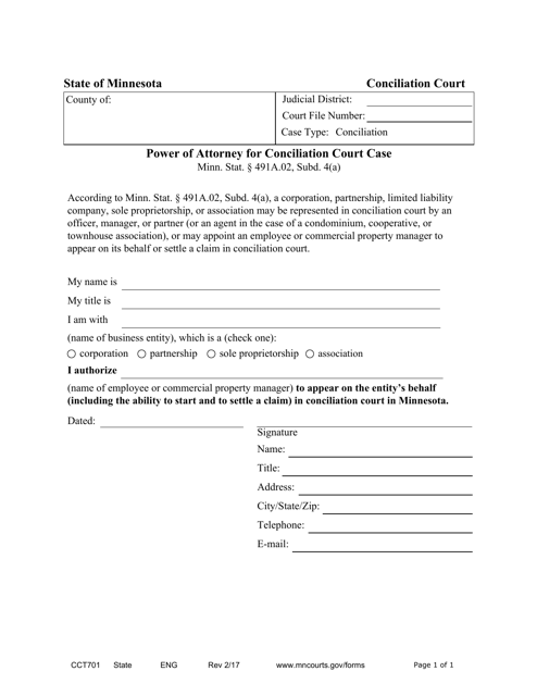 Form CCT701  Printable Pdf
