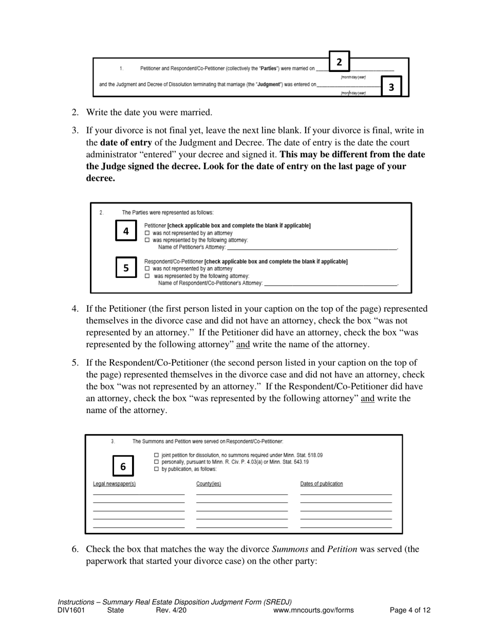 Instructions for Form 80.1.2 Summary Real Estate Disposition Judgment - Minnesota, Page 4