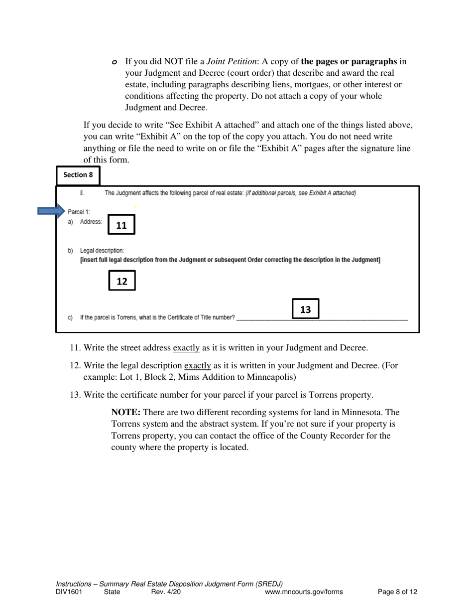 Download Instructions for Form 80.1.2 Summary Real Estate Disposition
