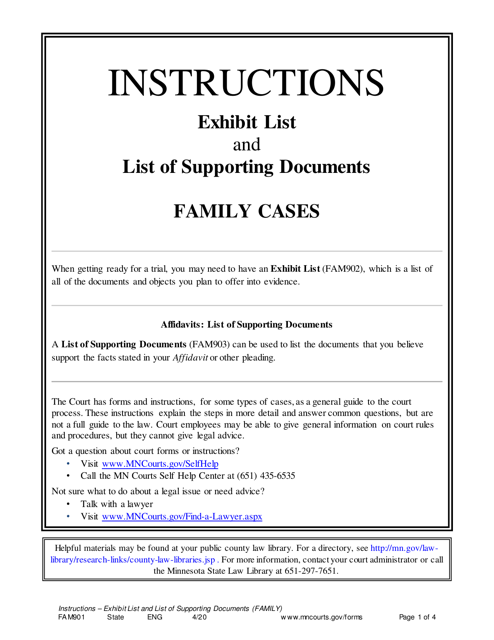 Download Instructions for Form FAM902 Exhibit List (Family Trial) PDF | Templateroller