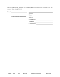Form FAM406 Notice of Motion, Motion and Affidavit to Contest Request for Payment of Unreimbursed or Uninsured Health Care Expenses - Minnesota, Page 4
