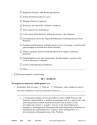 Form HAR802 Order Granting Petition for Ex Parte Harassment Restraining Order - Minnesota, Page 2