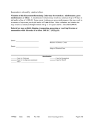 Form HAR802 Order Granting Petition for Ex Parte Harassment Restraining Order - Minnesota, Page 5