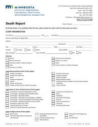 Minnesota Death Report - Fill Out, Sign Online And Download PDF ...