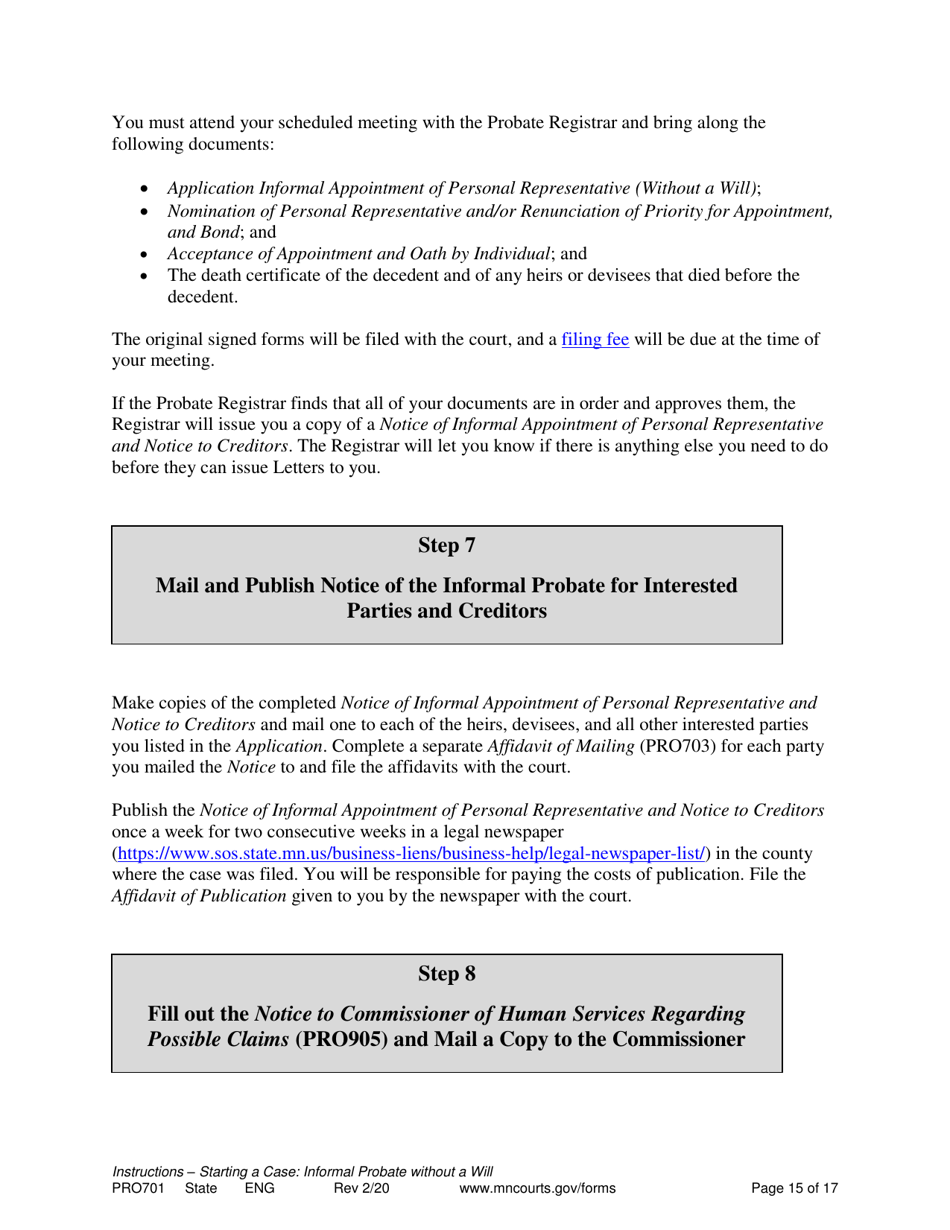 Instructions for Form PRO702, PRO902, PRO901 - Minnesota, Page 15