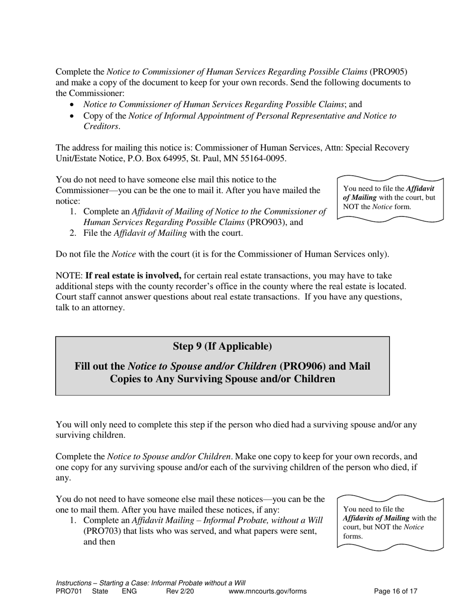 Instructions for Form PRO702, PRO902, PRO901 - Minnesota, Page 16