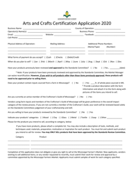 &quot;Arts and Crafts Certification Application&quot; - Mississippi, 2020