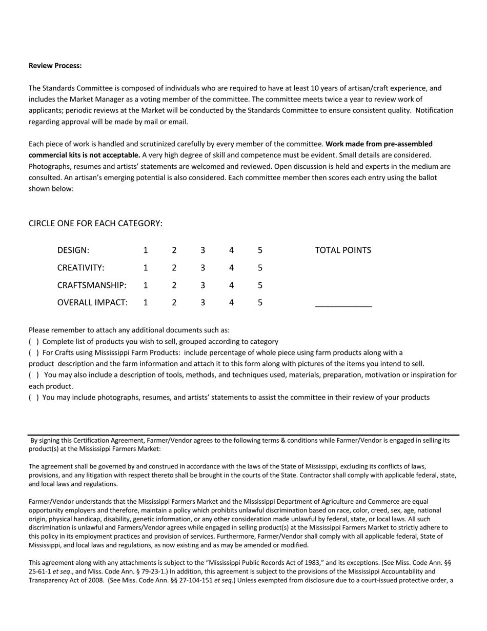 Arts and Crafts Certification Application - Mississippi, Page 2