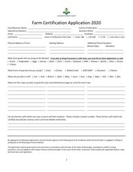 Farm Certification Application - Mississippi
