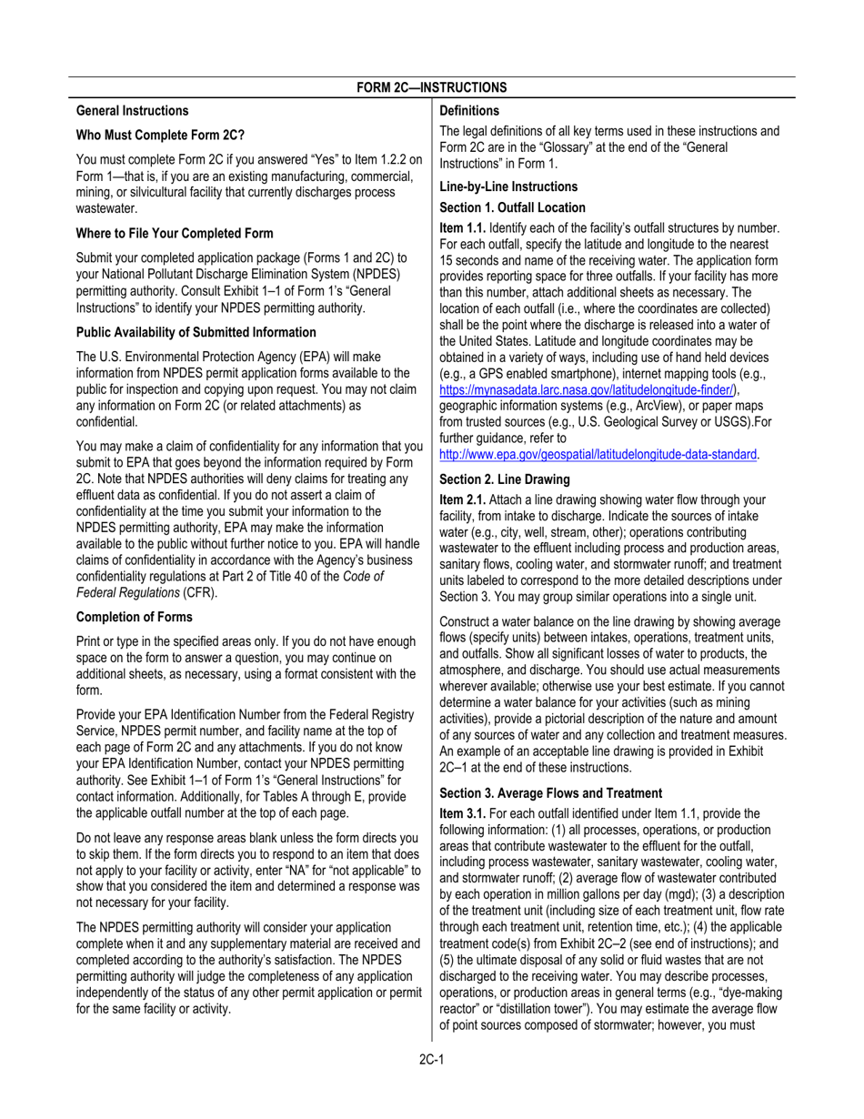 NPDES Form 2C (EPA Form 3510-2C) Application for Npdes Permit to Discharge Wastewater Existing Manufacturing, Commercial, Mining, and Silviculture Operations, Page 3
