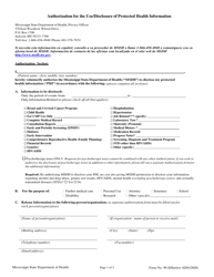 Form 99 Authorization for the Use/Disclosure of Protected Health Information - Mississippi