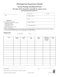 Form 132 Vaccine Wastage and Disposed Form - Mississippi