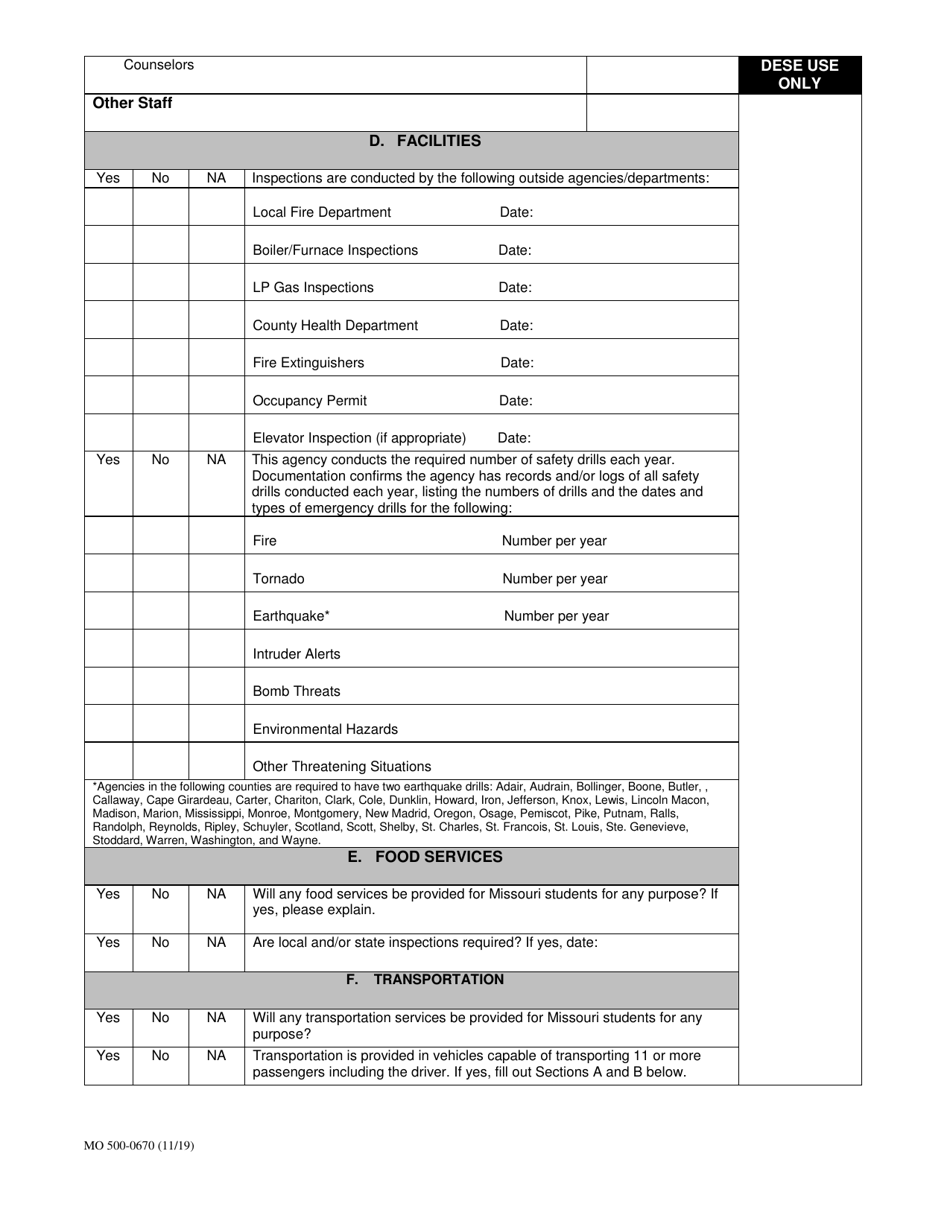 Form MO500-0670 Private Agency Initial Approval Application - Missouri, Page 3