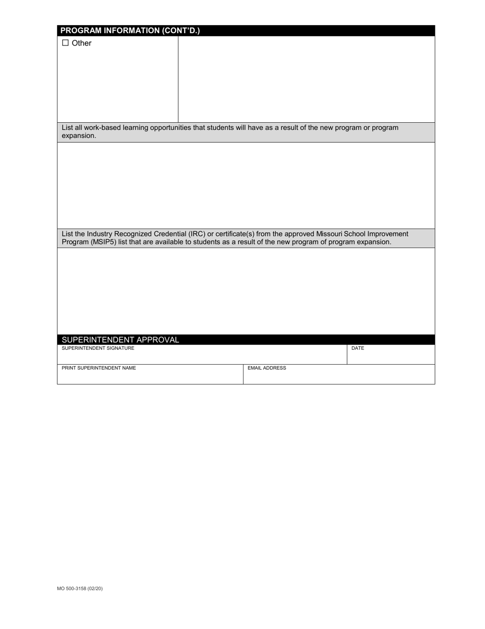 Form MO500-3158 Career and Technical Educaton (Cte) Program Career Pathway Expansion - Missouri, Page 2