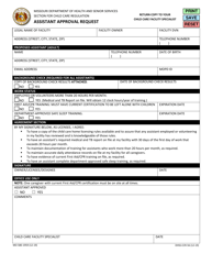 Document preview: Form MO580-1959 (DHSS-CCR-56) Assistant Approval Request - Missouri