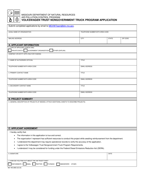 Form MO780-2883  Printable Pdf