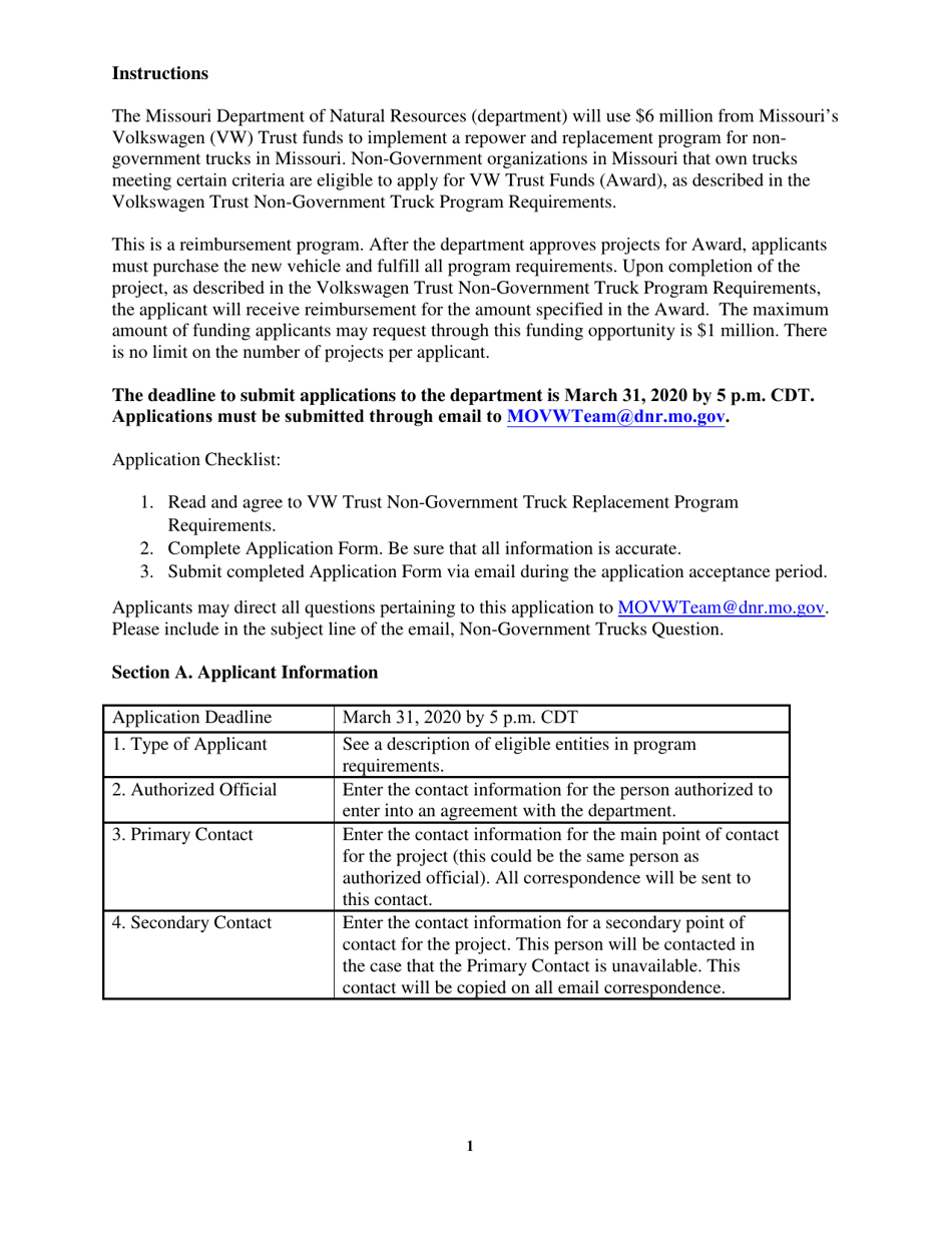 Form MO780-2883 Volkswagen Trust Nongovernment Truck Program Application - Missouri, Page 3