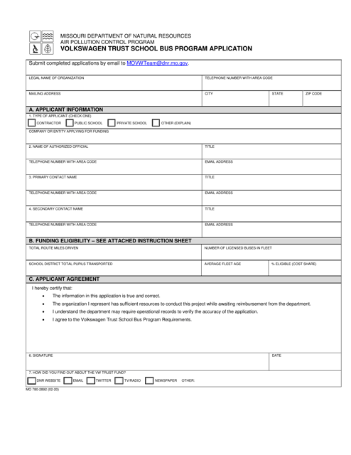 Form MO780-2892  Printable Pdf