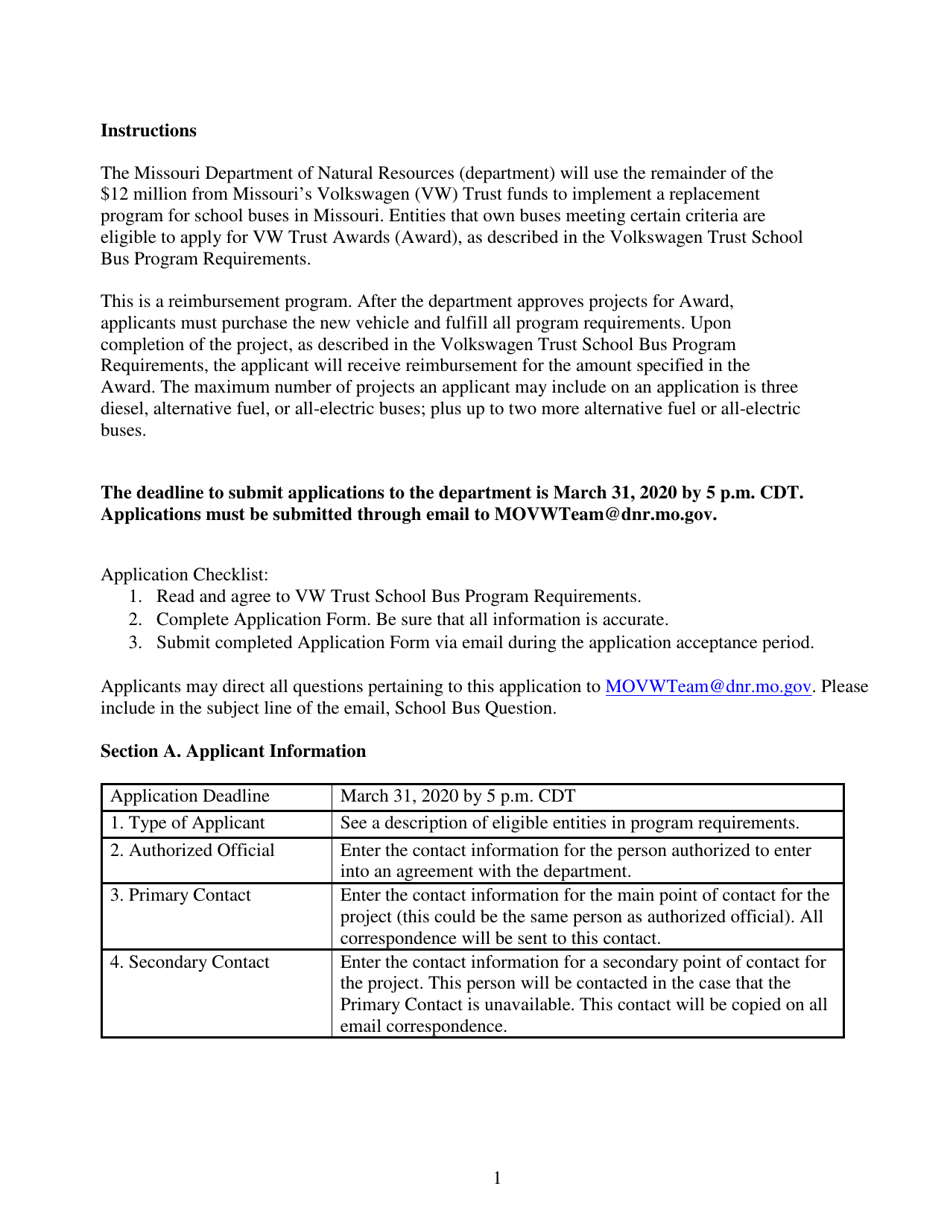 Form MO780-2892 Volkswagen Trust School Bus Program Application - Missouri, Page 4