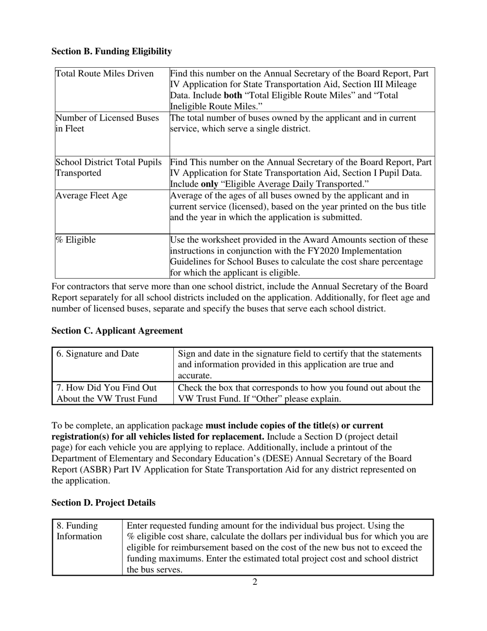 Form MO780-2892 Volkswagen Trust School Bus Program Application - Missouri, Page 5