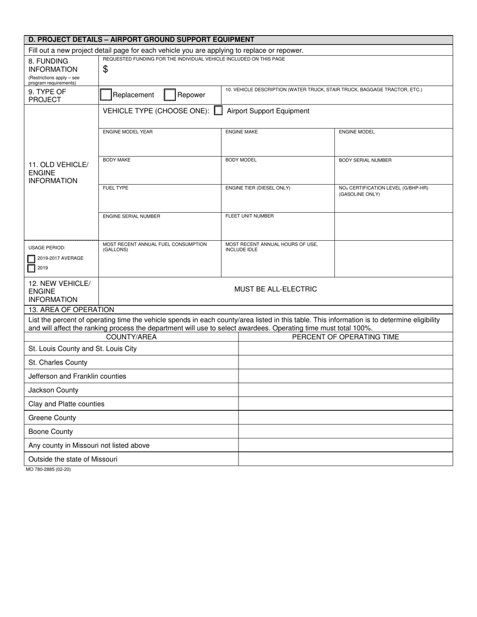 Form MO780-2885 Volkswagen Trust Airport and Cargo Program Application - Missouri, Page 2