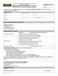 Form MO780-2011C &quot;Missouri Certified Home Energy Auditor Application - (For Commercial Building Professional)&quot; - Missouri