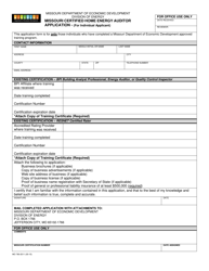 Form MO780-2011 &quot;Missouri Certified Home Energy Auditor Application&quot; - Missouri