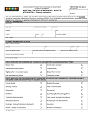 Form MO780-2013 Missouri Certified Home Energy Auditor Application - Training Institution - Missouri