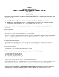 Form MO780-1097 Generator&#039;s Hazardous Waste Summary Report - Missouri, Page 3