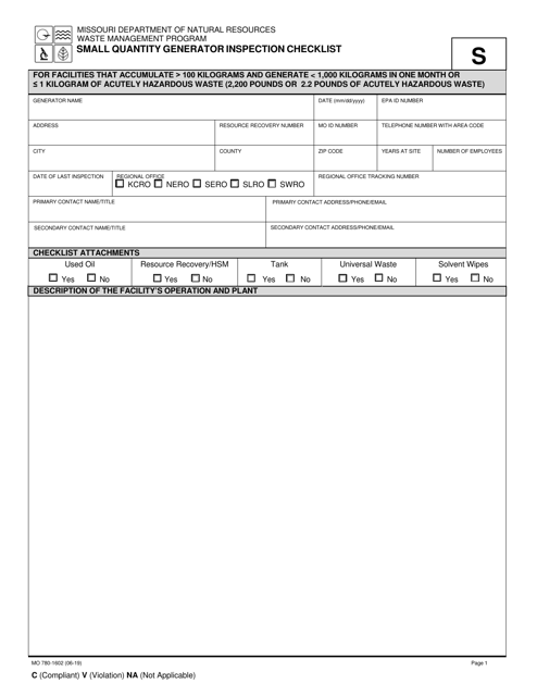 Form MO780-1602  Printable Pdf