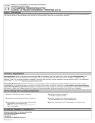 Form MO780-1027 Section 106 Project Information Form - Missouri, Page 2